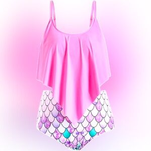 Mermaid Tankini Swimwear, Sexy High-Waisted Printed Women's Bikini Set